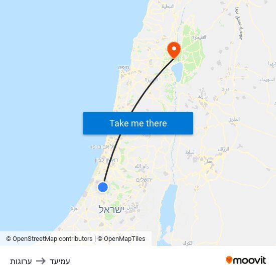 ערוגות to עמיעד map