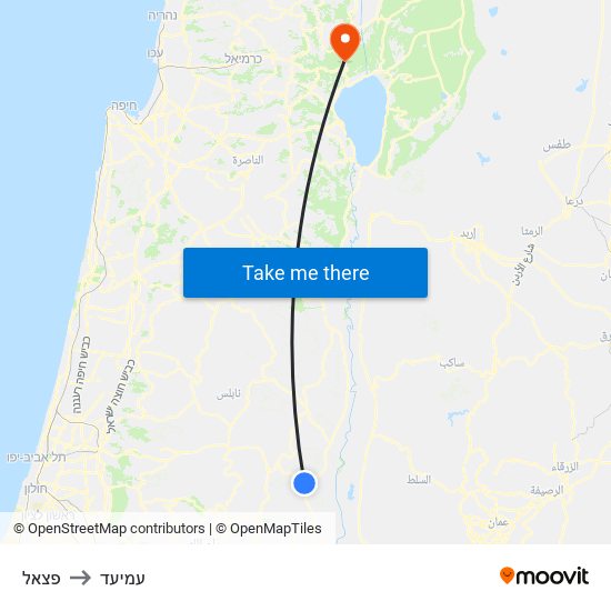 פצאל to עמיעד map