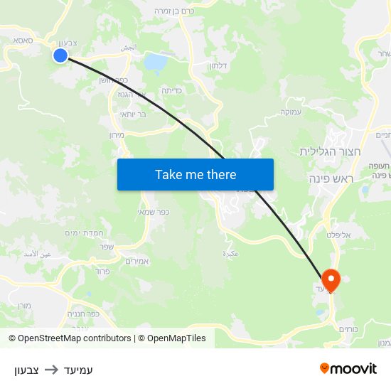 צבעון to עמיעד map