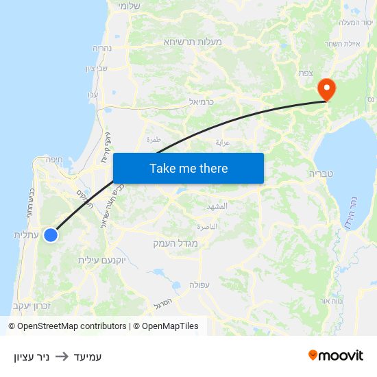 ניר עציון to עמיעד map