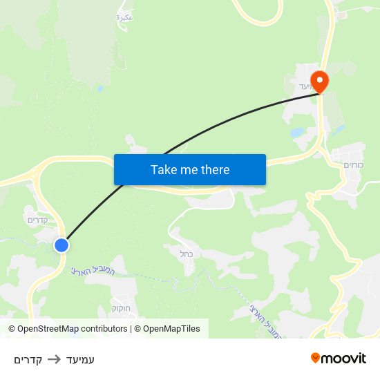 קדרים to עמיעד map