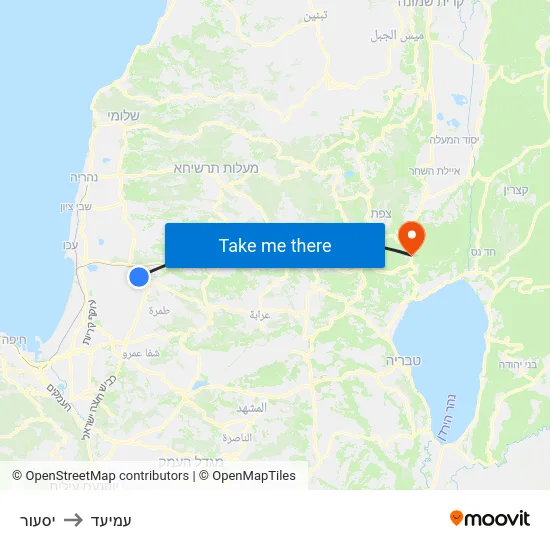 יסעור to עמיעד map