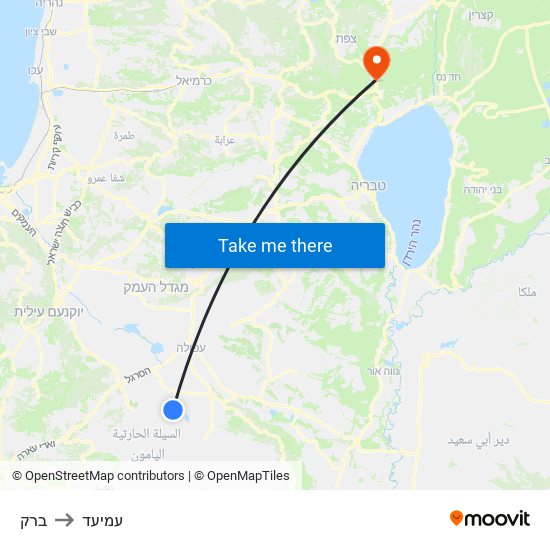 ברק to עמיעד map
