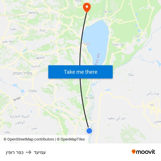 כפר רופין to עמיעד map