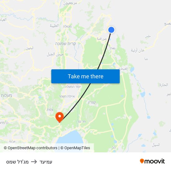מג'דל שמס to עמיעד map