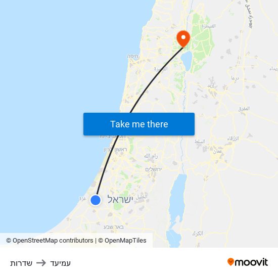 שדרות to עמיעד map