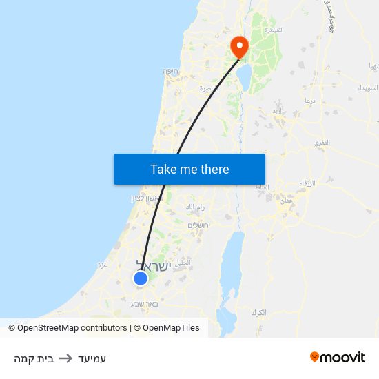 בית קמה to עמיעד map