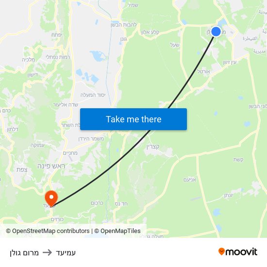 מרום גולן to עמיעד map