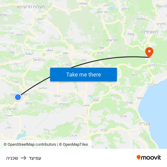 שכניה to עמיעד map