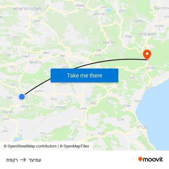 רקפת to עמיעד map