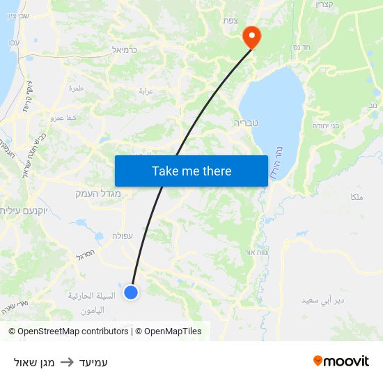 מגן שאול to עמיעד map