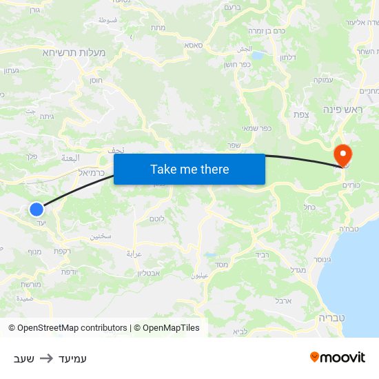 שעב to עמיעד map