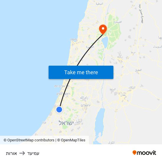 אורות to עמיעד map