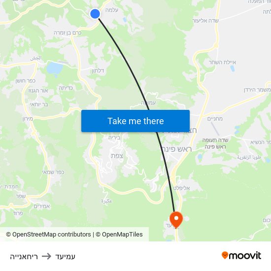 ריחאנייה to עמיעד map