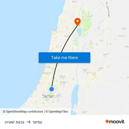 גבעת ישעיהו to עמיעד map