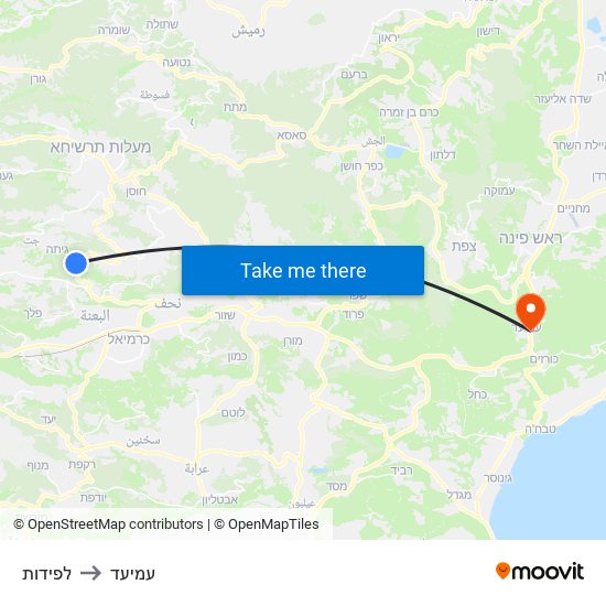 לפידות to עמיעד map