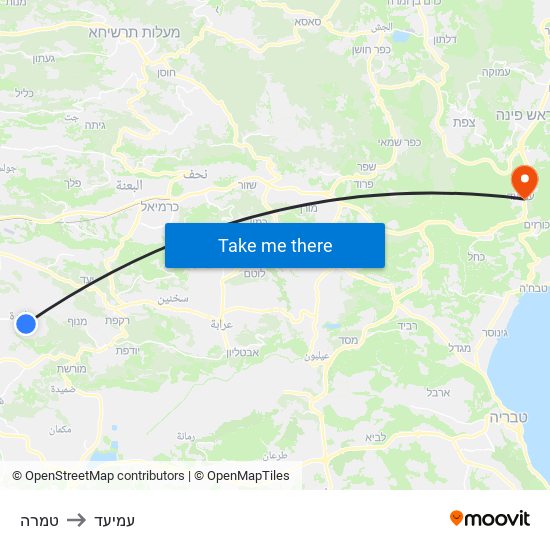 טמרה to עמיעד map