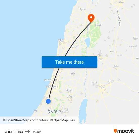 כפר ורבורג to שמיר map