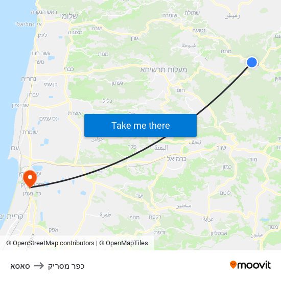 סאסא to כפר מסריק map