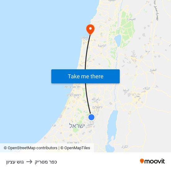 גוש עציון to כפר מסריק map