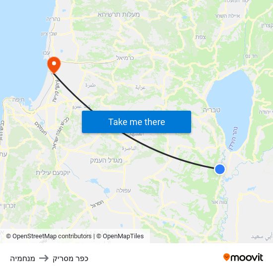 מנחמיה to כפר מסריק map