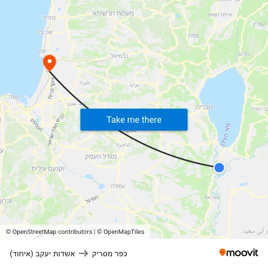 אשדות יעקב (איחוד) to כפר מסריק map