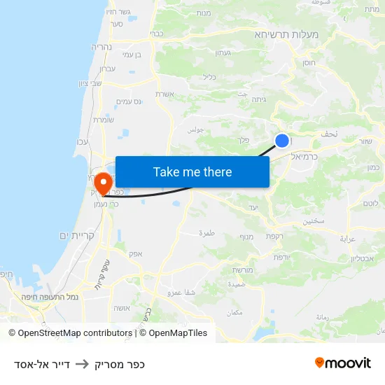 דייר אל-אסד to כפר מסריק map