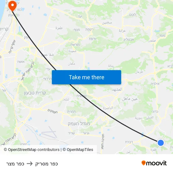 כפר מצר to כפר מסריק map