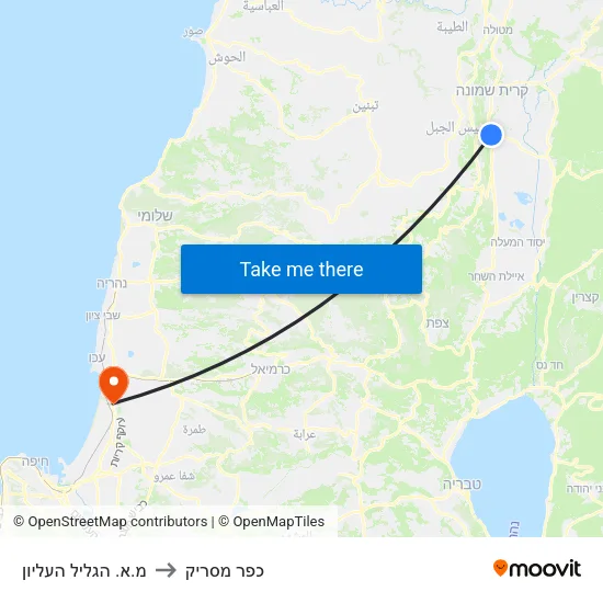 מ.א. הגליל העליון to כפר מסריק map
