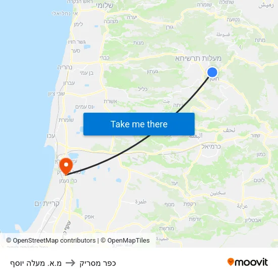 מ.א. מעלה יוסף to כפר מסריק map