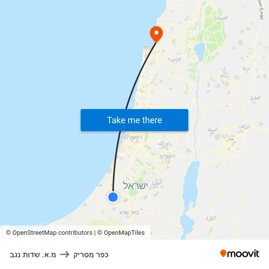 מ.א. שדות נגב to כפר מסריק map
