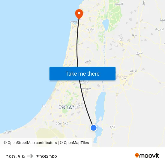 מ.א. תמר to כפר מסריק map
