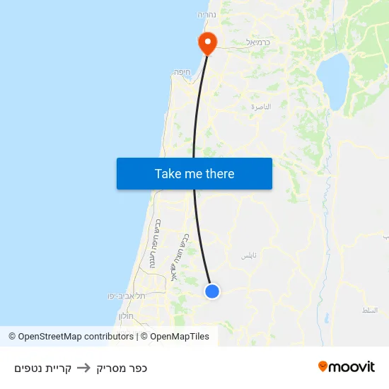 קריית נטפים to כפר מסריק map
