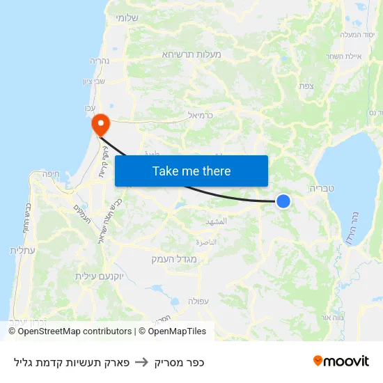 פארק תעשיות קדמת גליל to כפר מסריק map