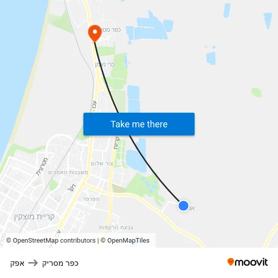 אפק to כפר מסריק map