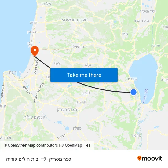 בית חולים פוריה to כפר מסריק map