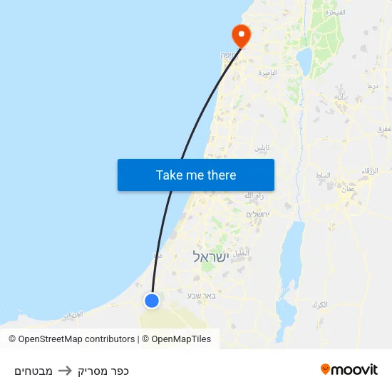 מבטחים to כפר מסריק map