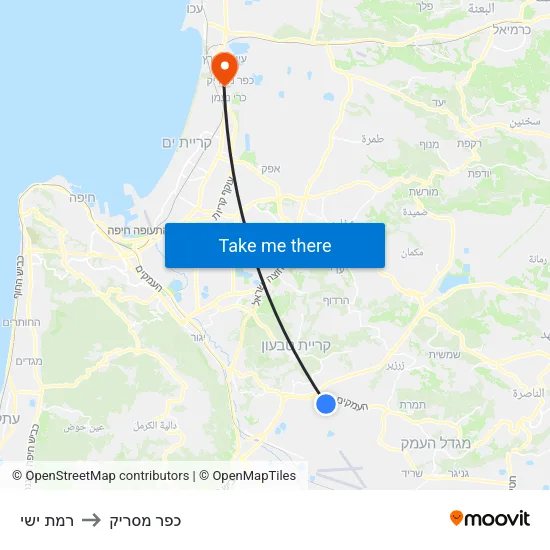 רמת ישי to כפר מסריק map