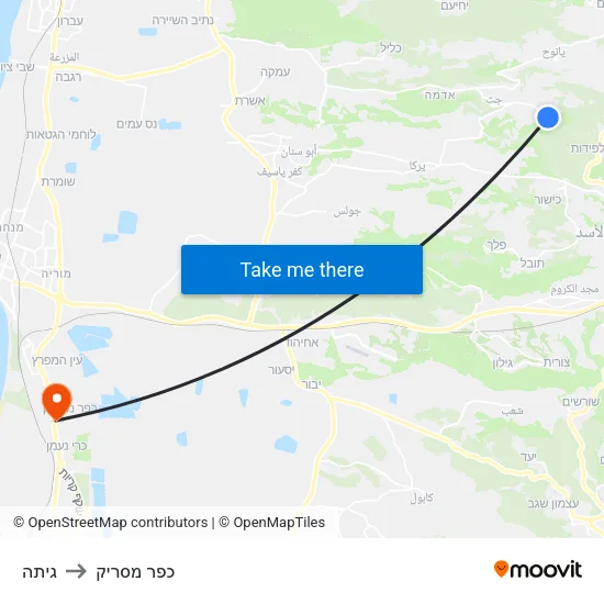 גיתה to כפר מסריק map