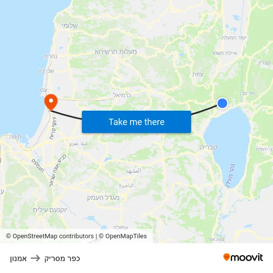 אמנון to כפר מסריק map
