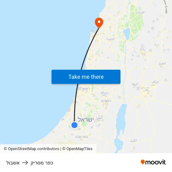 אשבול to כפר מסריק map