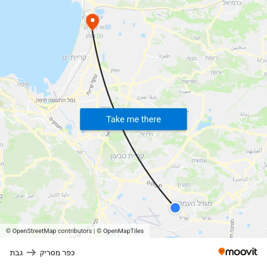 גבת to כפר מסריק map