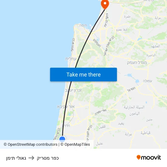 גאולי תימן to כפר מסריק map