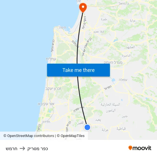 חרמש to כפר מסריק map