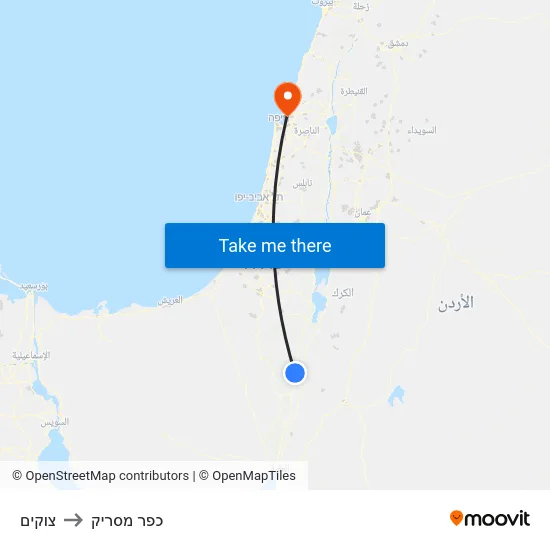 צוקים to כפר מסריק map