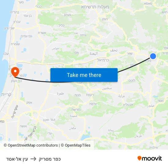 עין אל-אסד to כפר מסריק map