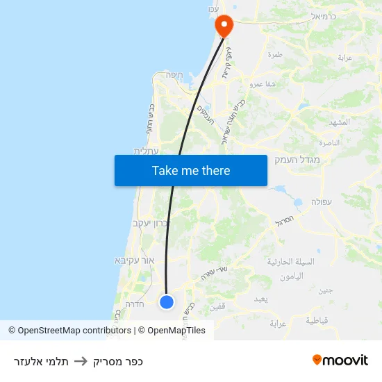 תלמי אלעזר to כפר מסריק map