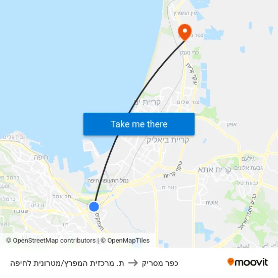 ת. מרכזית המפרץ/מטרונית לחיפה to כפר מסריק map