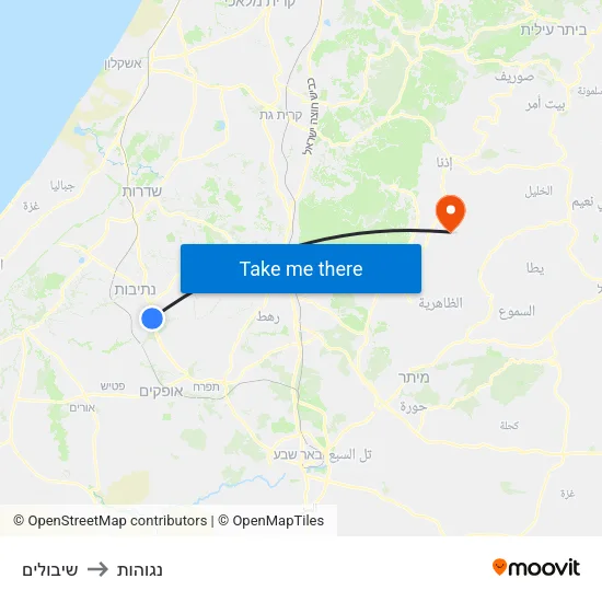 שיבולים to נגוהות map