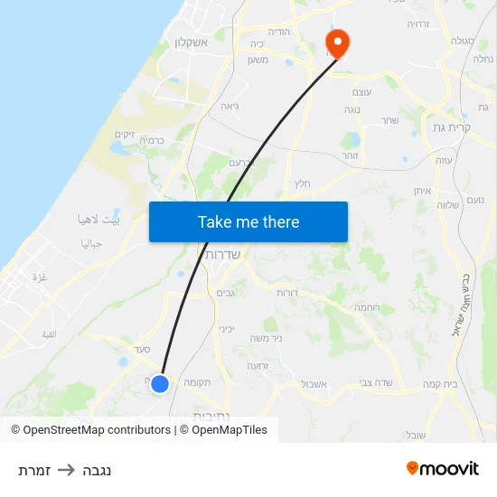 זמרת to נגבה map